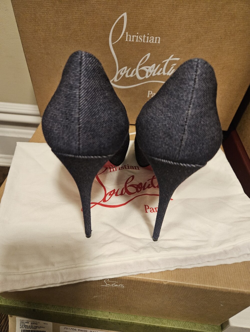 Christian Louboutin New Very Prive 120 Denim Size 38 - Picture 7 of 9